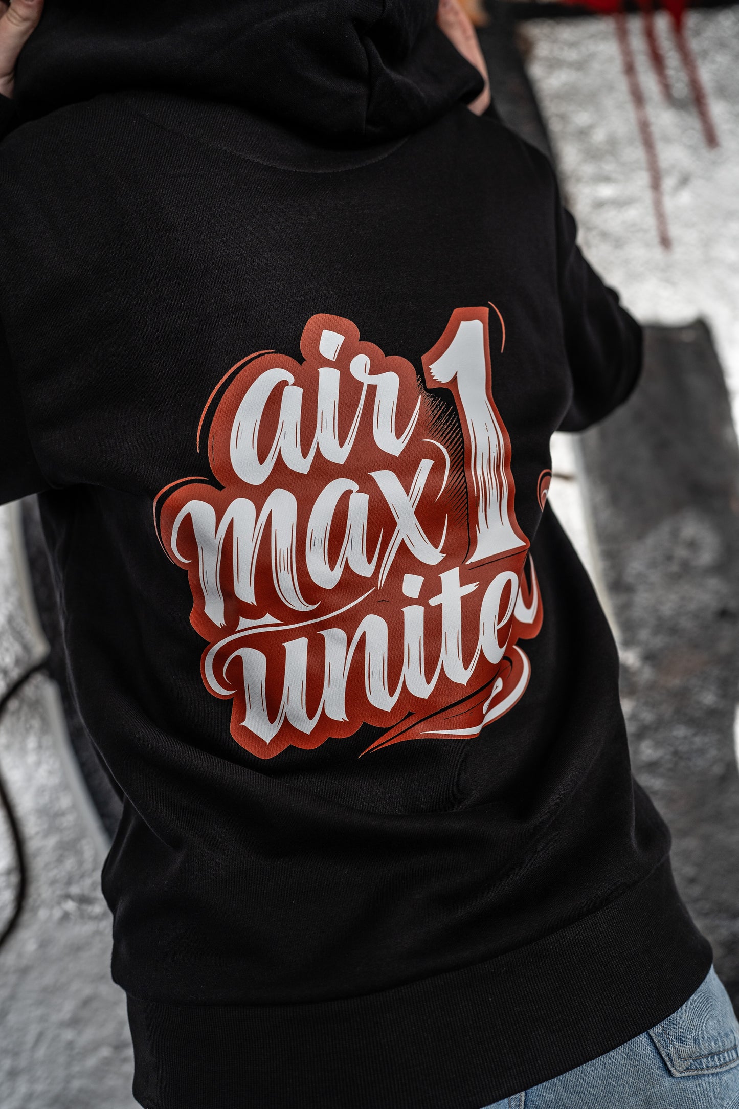 AM1U Black Red Zip Hoodie