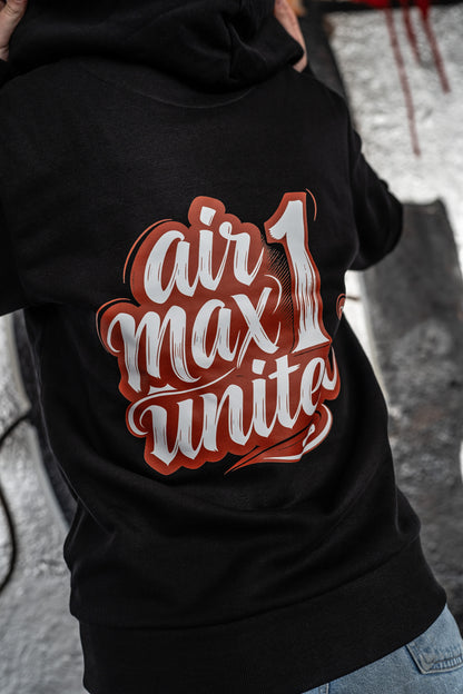 AM1U Black Red Zip Hoodie